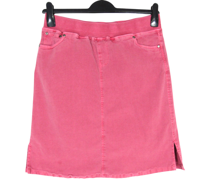 NORTHSTYLE Pullon STRETCH DENIM Pink POCKETS Side Slits A-LINE SKORT SKIRT Sz M