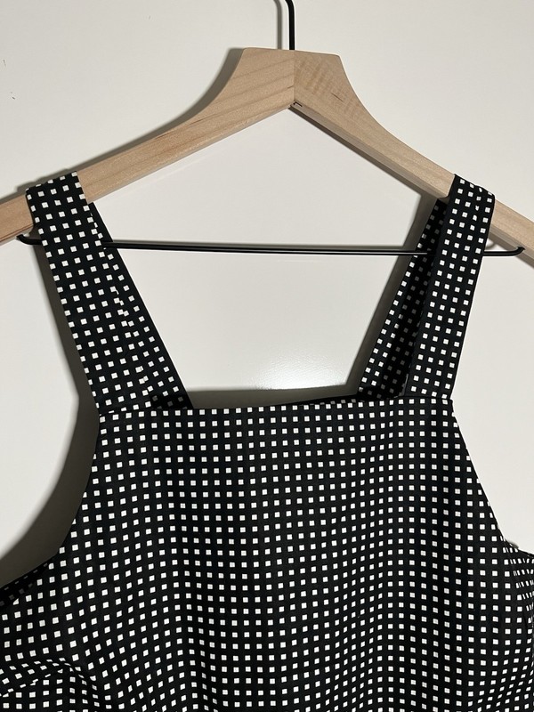NWT Kate Spade Saturday Apron Tank Sleeveless Black/White Check Preppy gallery