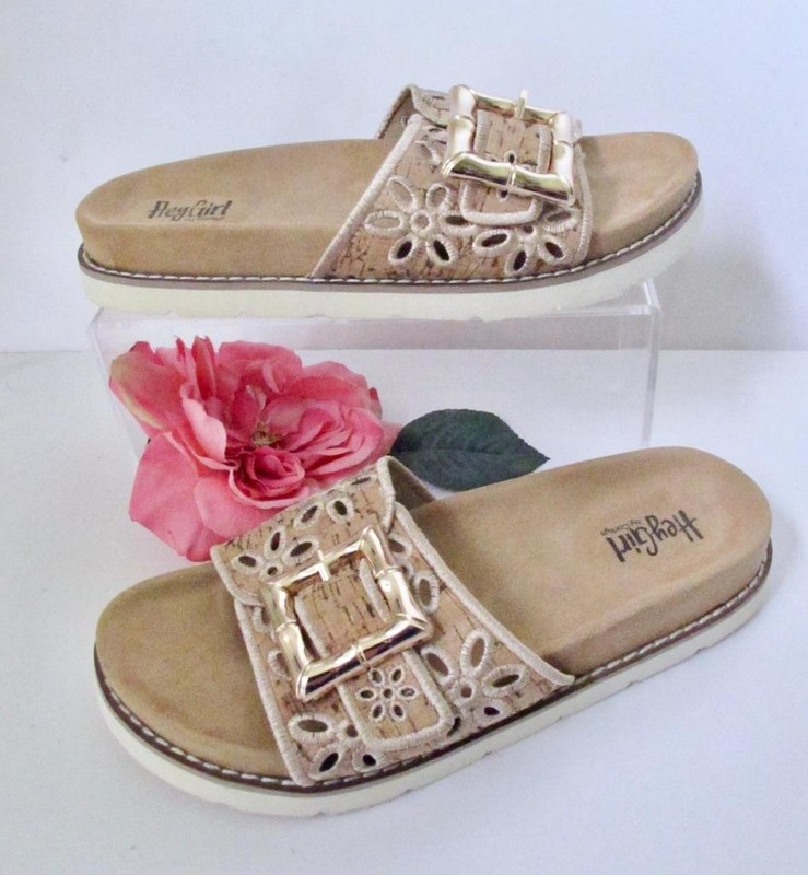 Hey Girl by Corkys Slid in my DM Slide Sandals 8 Embroidered Floral Cutouts