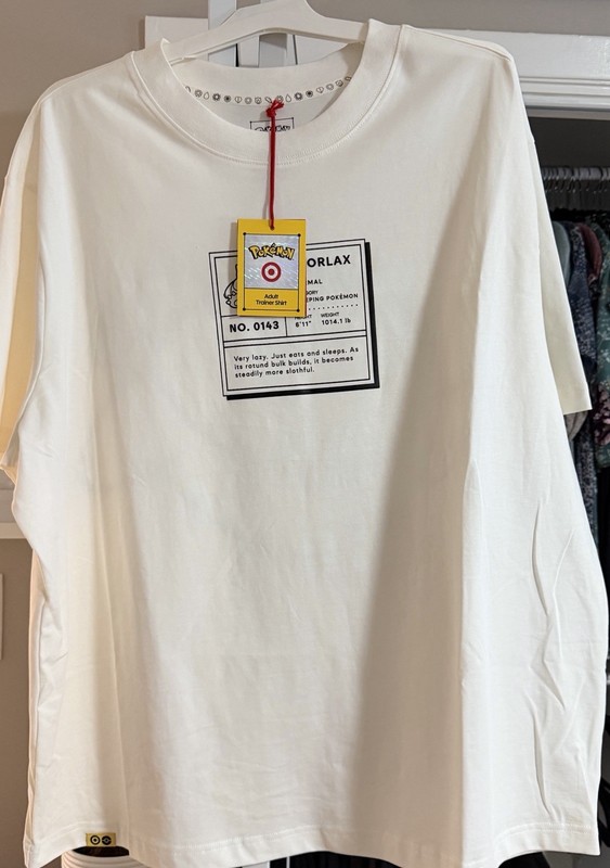 Target X Pokemon Adult Trainer Shirt Snorlax Size XL NEW