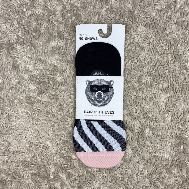 Pair of Thieves Men’s No-Show Socks – Size 8-12 – Black/White Stripe – NWT