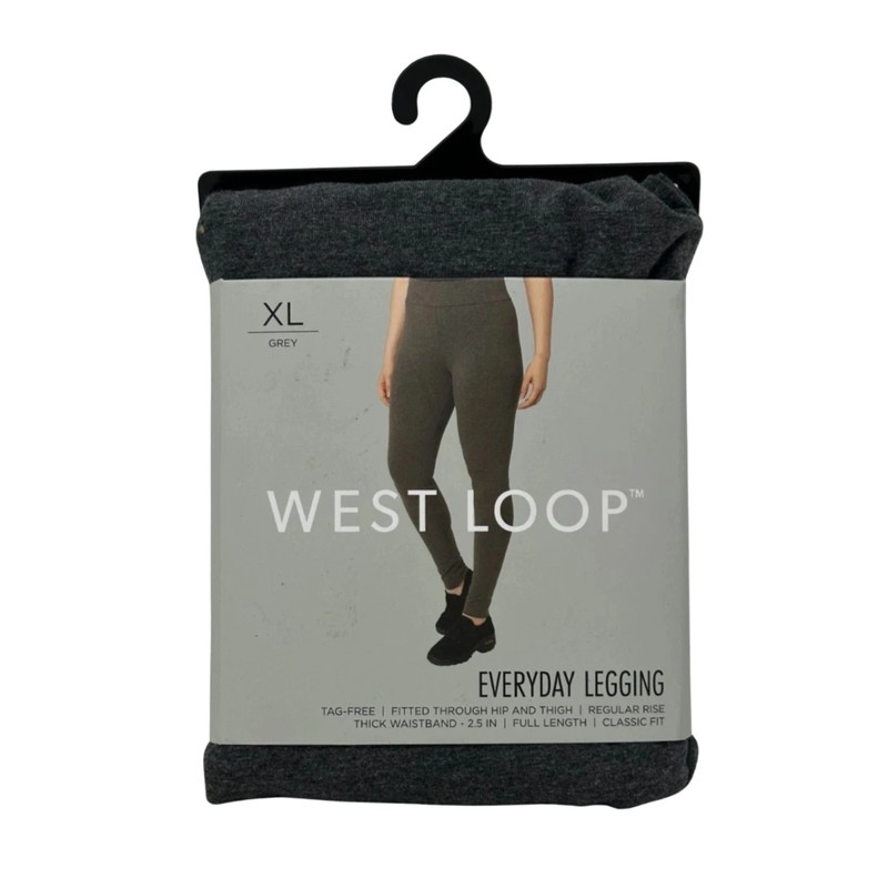 West Loop Women’s Everyday Legging XL Gray Full Length Stretch Classic Fit Pants