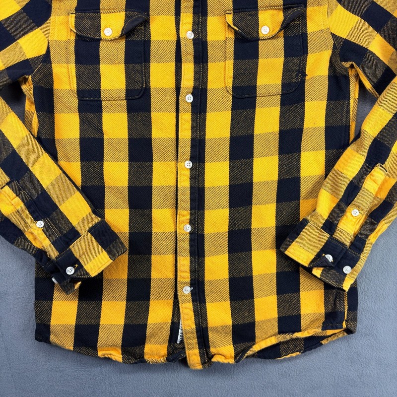 Emerica HSU Skateboarding Flannel Button Up Shirt Men's Medium Black/Yellow gallery