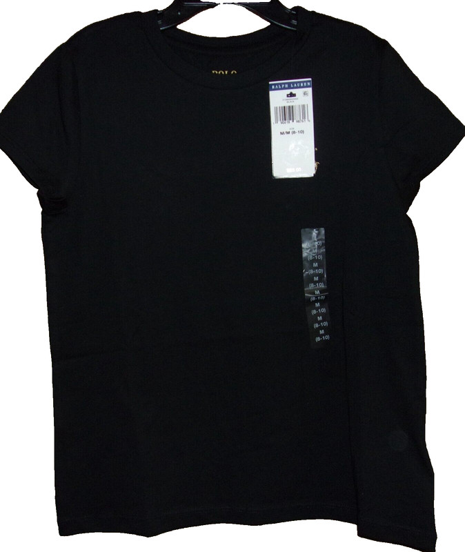 POLO Ralph Lauren Girl's Polo Player Pony T-Shirt BLACK Size: Med 10-12 NWT $25 gallery