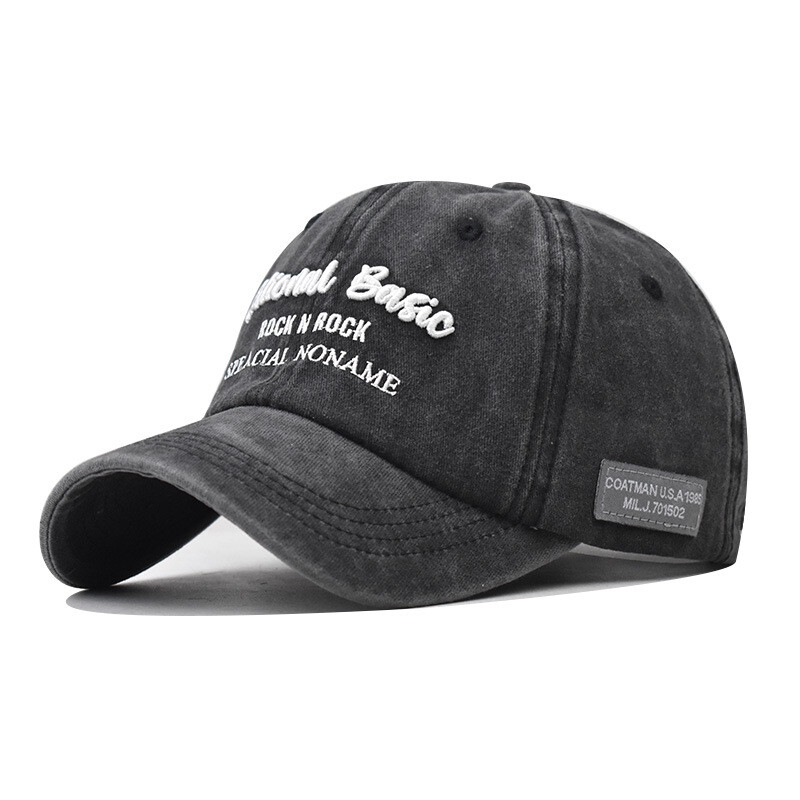 Adjustable Sports Cotton Washed Letter Baseball Cap Outdoor Hat for Men Women