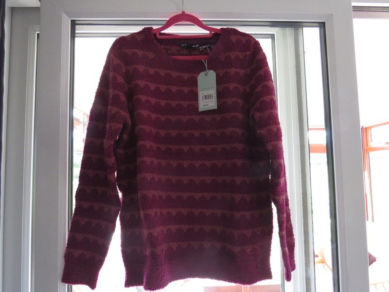 Weird Fish size 12 cosy knit jumper, purple wine