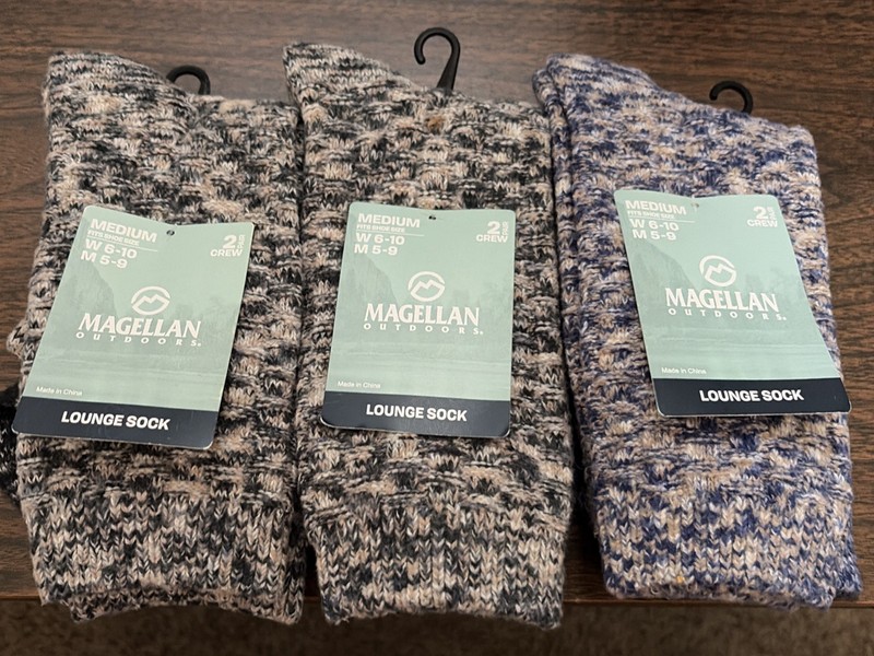 MAGELLAN UNISEX LOUNGE SOCKS Sz Medium (W6-10)(M5-9) NEW 3PACKS