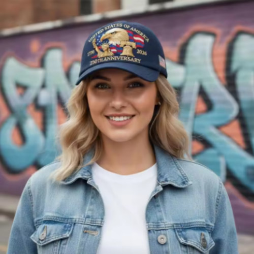 Baseball Cap USA 250th Anniversary Eagle Print Hat Washed Cotton Trucker Unisex gallery
