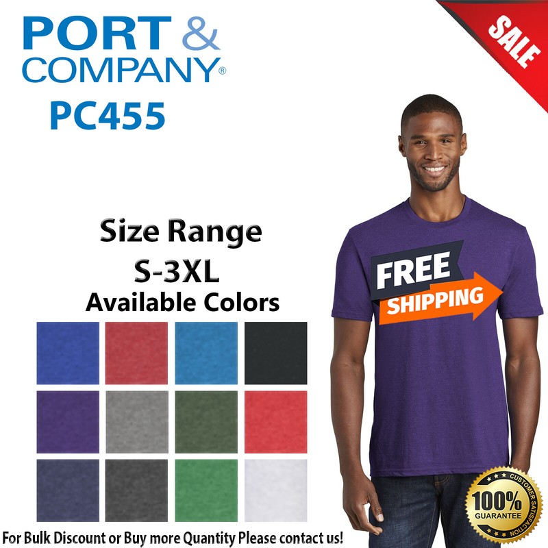 Port & Company Mens Short Sleeve Fan Favorite Blend Crew Neck T-Shirt PC455