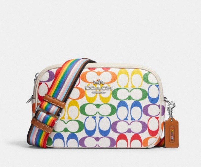 COACH Jamie Camera Bag In Signature Leather Rainbow🌈Pride Chalk Multi CA175 New