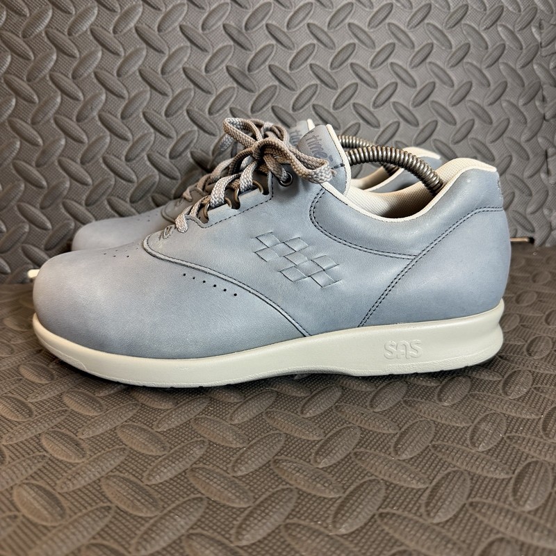 SAS Free Time Women Size 8.5 WW Denim Blue Leather Comfort Shoes Lace Up EUC!!!!