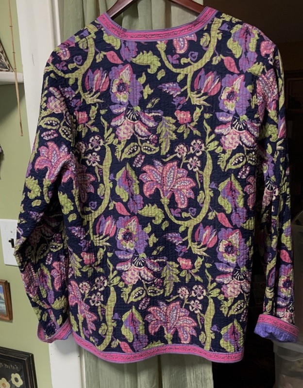 Appleseed's Reversible Quilted Button Jacket XL 100% Cotton Lightweight Floral gallery
