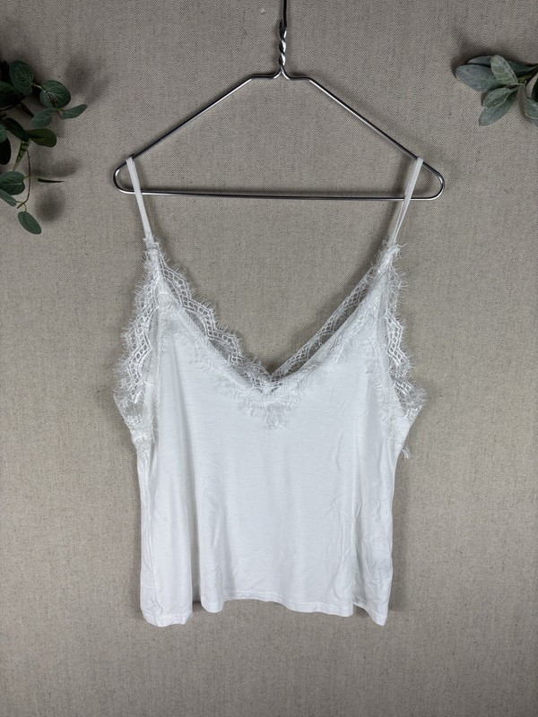 Anthropologie Pol Lace Trim White Camisole Tank Top Medium