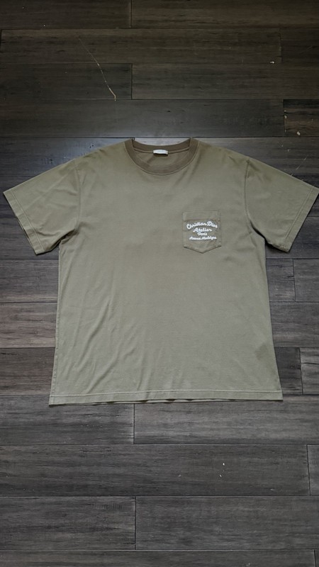 Dior Atelier Pocket Logo T-Shirt Khaki XXL Oversized Made in Italy
