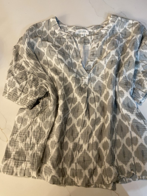 Haven Well Within Top Ikat Print Gauze VNeck 100% Organic Cotton XL