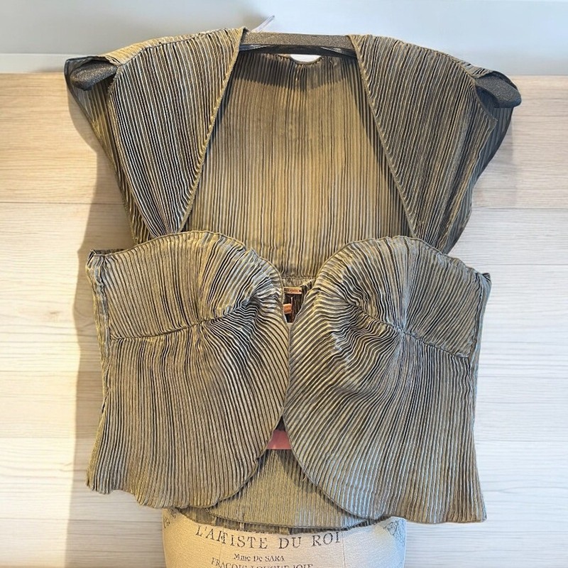 Cult Gaia Women’s Milli Sweetheart-neck Pleated Top – XL