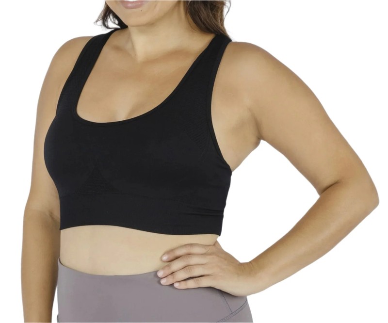 90-degree Seamless Crisscross Back Sports Bra Black Medium