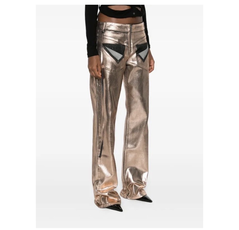 NWT Ottolinger loose fit denim painted pants jeans black/bronze large