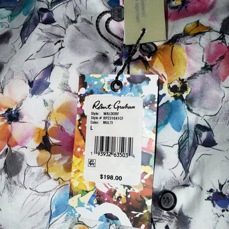 Robert Graham Floral Button Front Shirt Multicolor Long Sleeve Sz L – NWT
