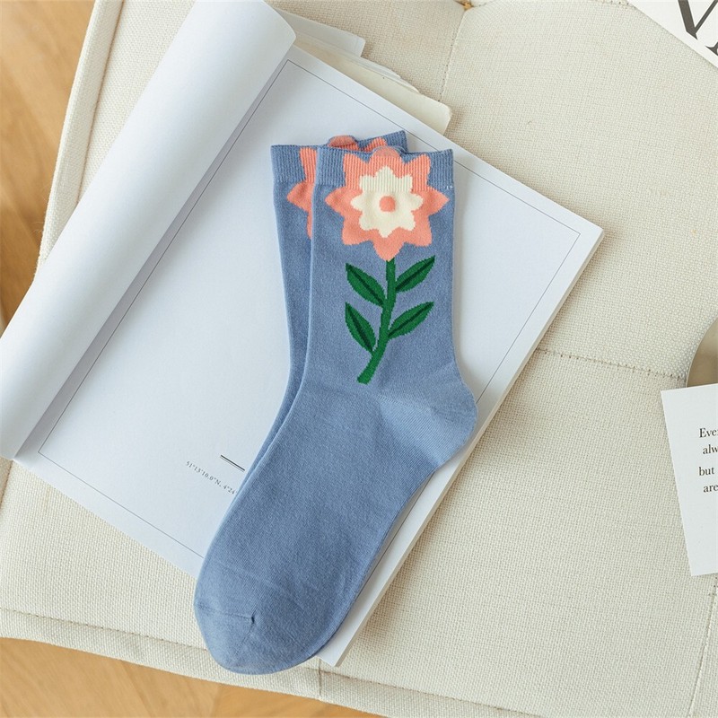Cartoon Flower Pattern High Quality Cotton Crew Socks UK Seller Christmas Gift gallery