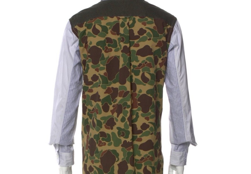 JUNYA WATANABE (COMME DES GARÇONS)COMOUFLAGE PRINT STRIPED DRESS SHIRT (NEW)/(M)