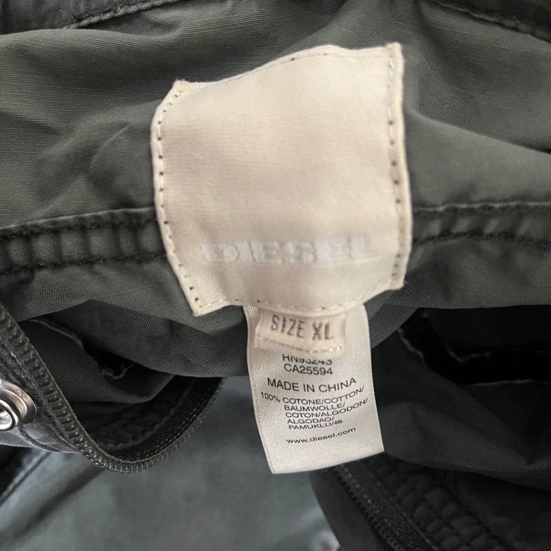 Diesel Mens XL Olive Green Cotton Military Field Jacket Utility Full Zip AP689 gallery