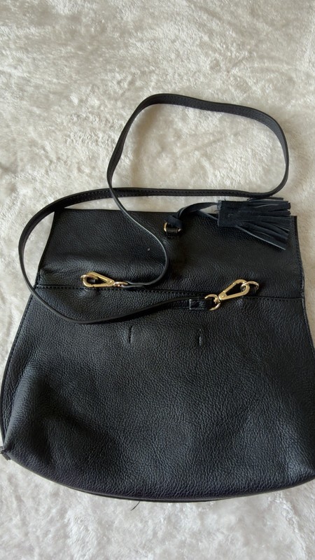 Street Level Black Pebbled Crossbody Bag |Tassel & Magnetic Closure gallery