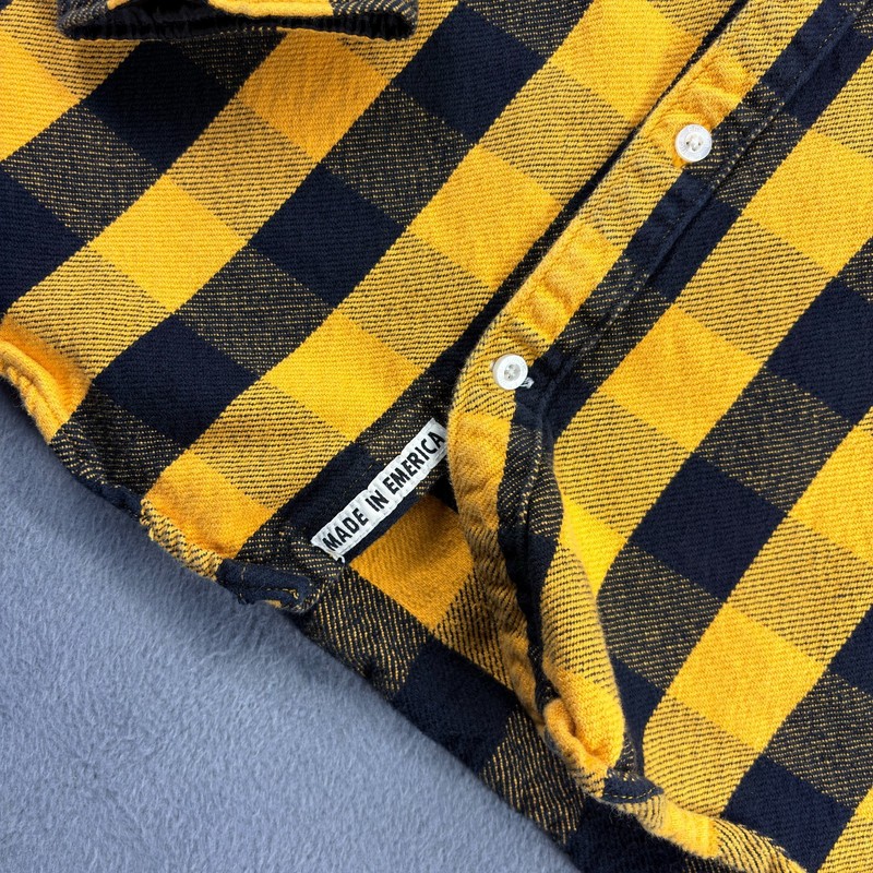 Emerica HSU Skateboarding Flannel Button Up Shirt Men's Medium Black/Yellow gallery