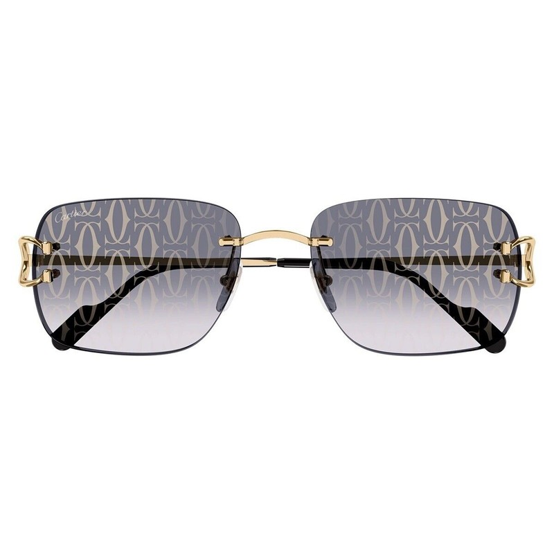 CARTIER C Decor Sunglasses CT0330S 008 Gold Black Grey Pattern Lens AUTHENTIC gallery