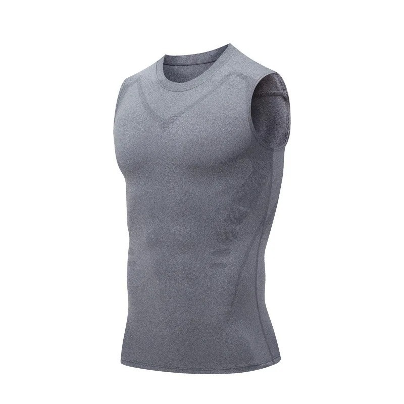 Men Compression Shirt Version Ionic Shaping Sleeveless Vest Sport Tank Top S-2XL gallery
