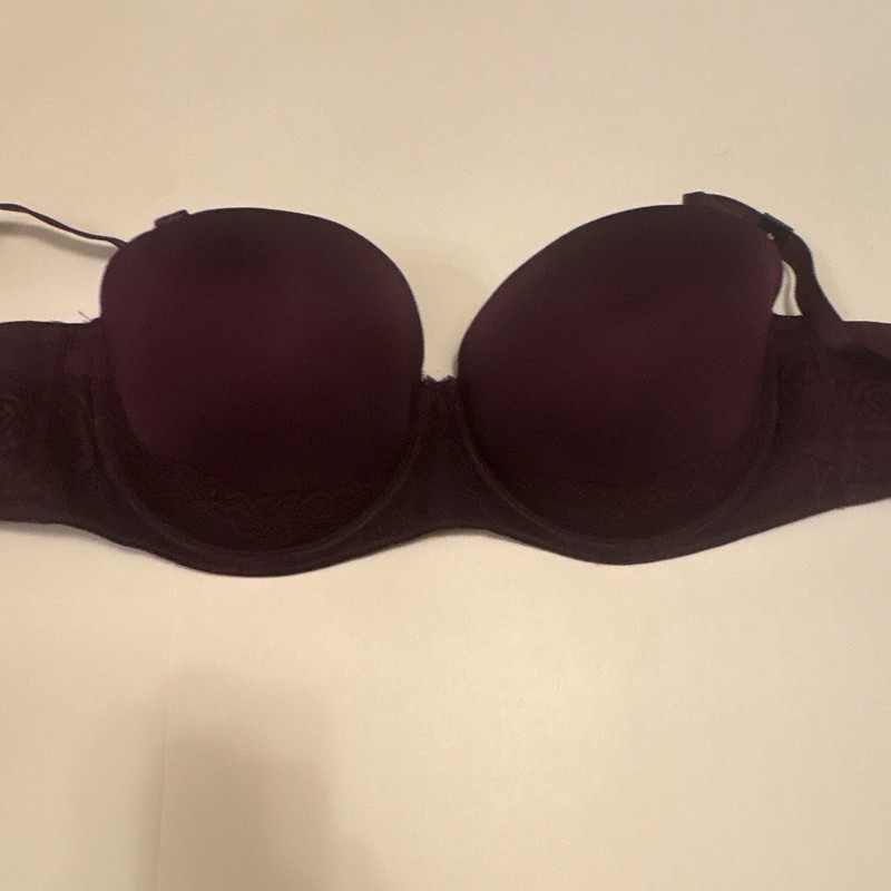 Torrid Curve Strapless Push-Up Underwire Bra 44D Purple Microfiber Lace