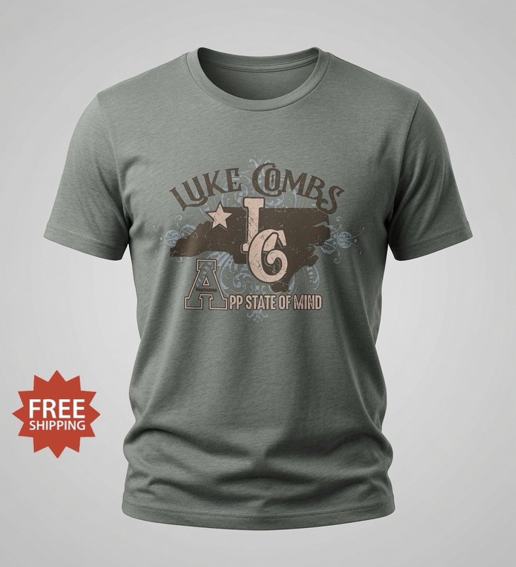Luke Combs “App State Of Mind” Appalachian State Mountaineers T-shirt – Size XL