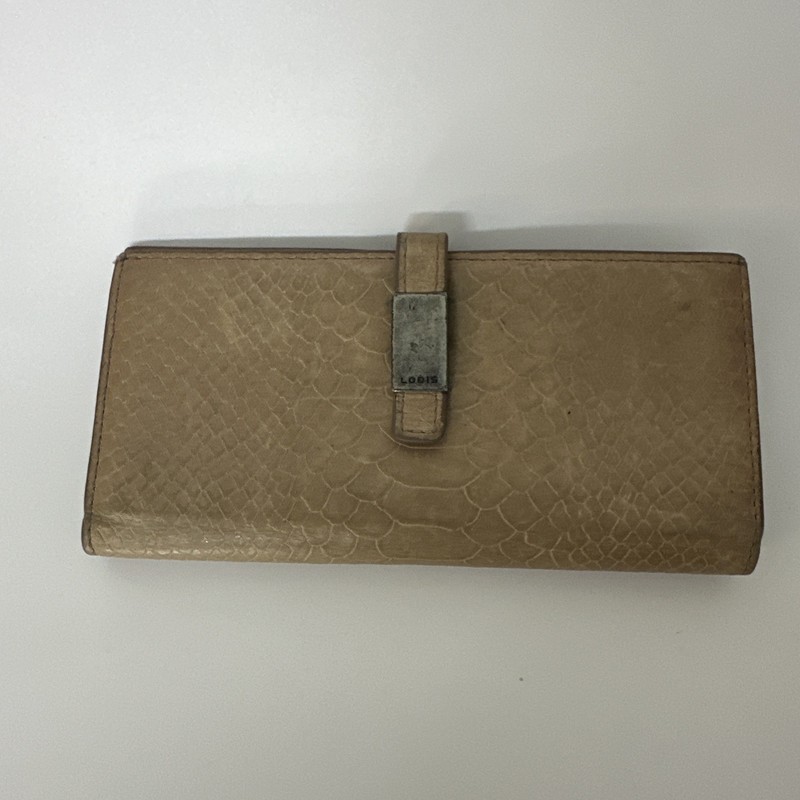 LODIS Leather Checkbook Wallet Camel Tan Organizer w/ID & Coin Zip