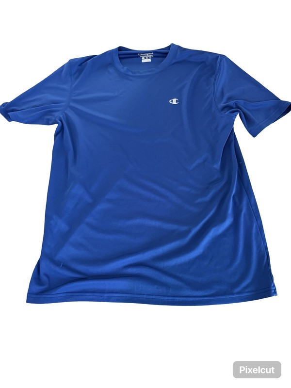 Men’s Champion blue short sleeve performance shirt large