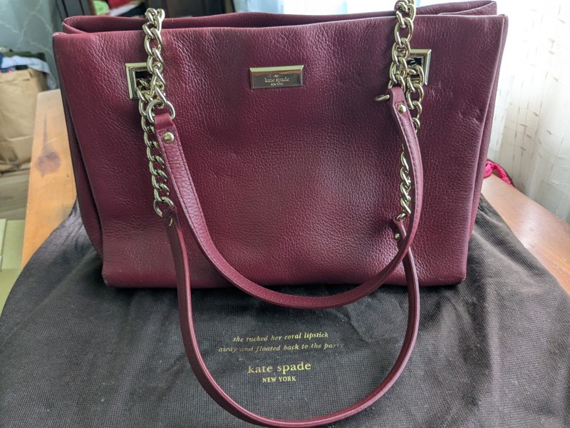 Kate Spade NY Sedgwick Lane Large Phoebe Braided Plum/ Gold Chain Leather Bag