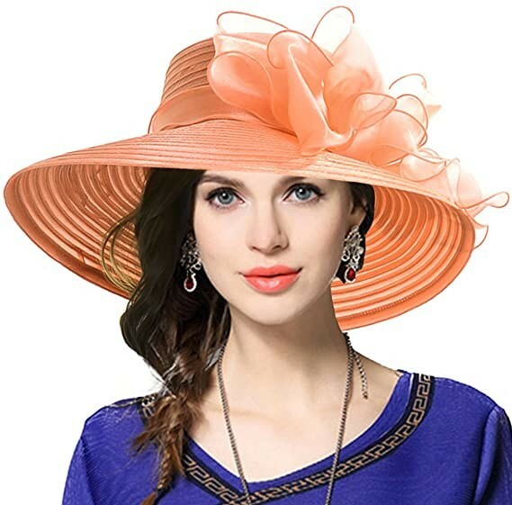 Women's Kentucky Derby Church Dress Hat Wide Brim Bridal Shower Drawstring Hat gallery