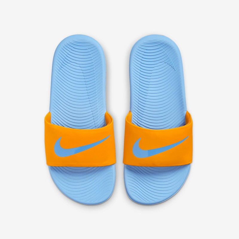 Nike Kawa Big Kids' Slides (Orange Peel/White/University Blue) Size 13 - Orange gallery