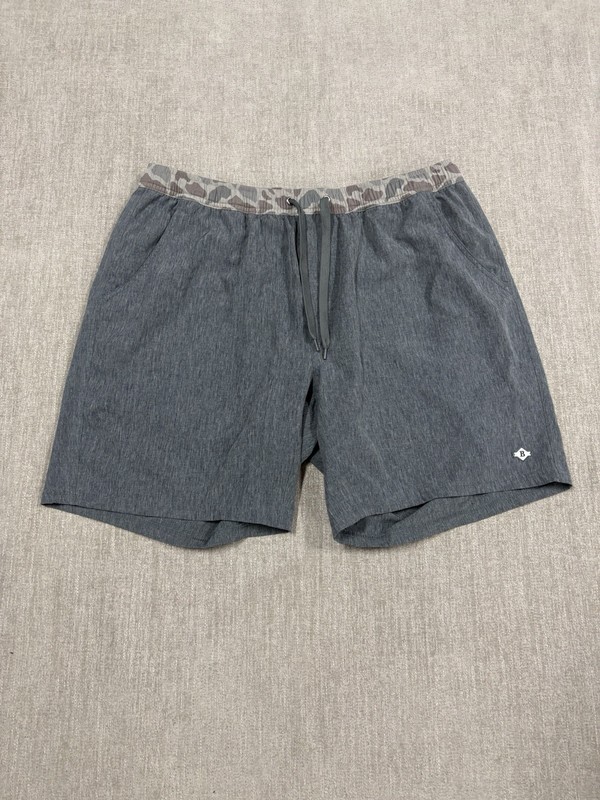 Burlebo Athletic Shorts Men’s XL 7” Inseam Gray W/ Tan Camo Lined Gym Stretch