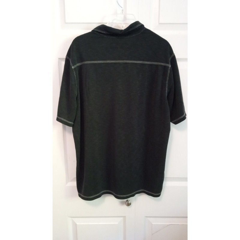 Tommy Bahama dark grey modal blend button collar neck tee gallery