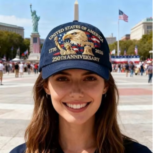 Baseball Cap USA 250th Anniversary Eagle Print Hat Washed Cotton Trucker Unisex gallery