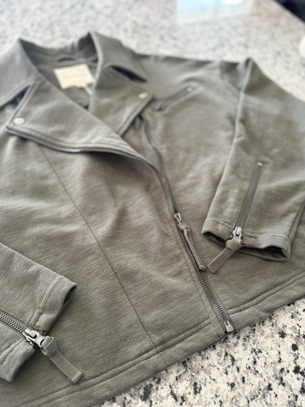 Thread & Supply Olive Green Drape Jacket Size S Moto, NEW gallery