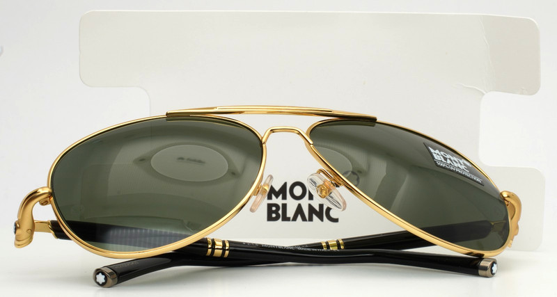 MONTBLANC MB519S 30N Gold Mens Aviator Full Rim Sunglasses 61-14-140 B:50