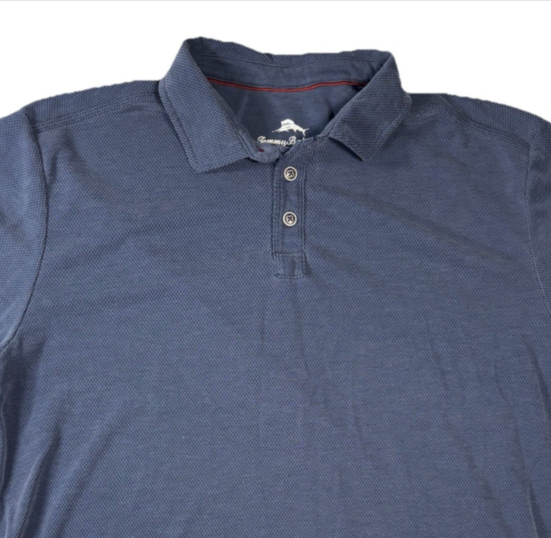 Tommy Bahama Polo Blue Tencel Modal Blend Classic Comfort Short Sleeve Shirt LG gallery