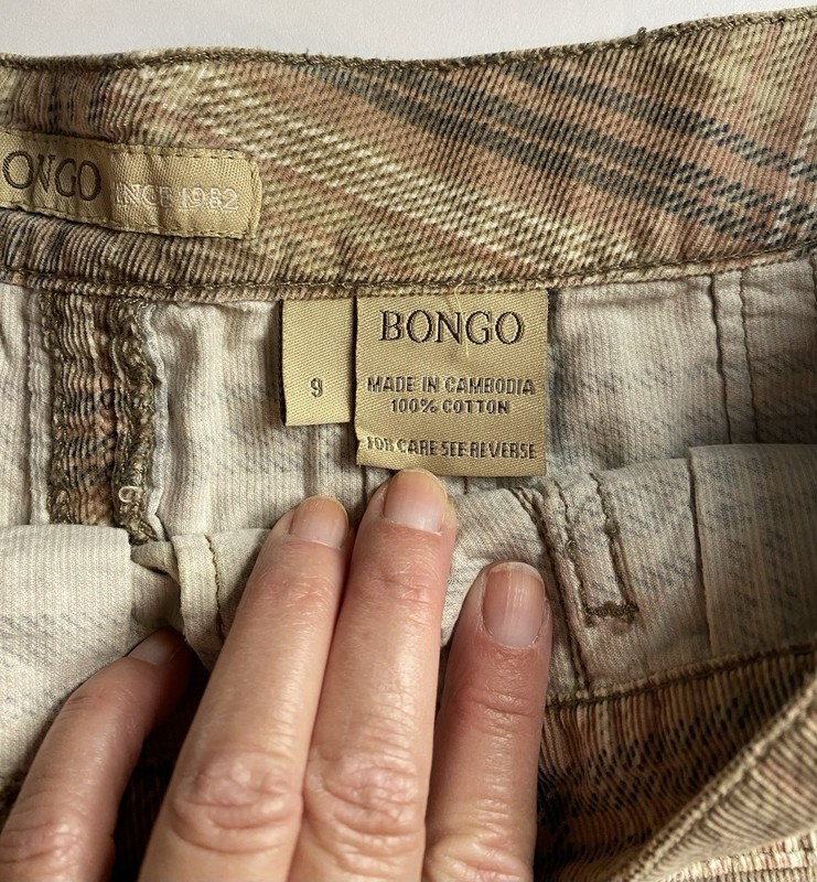Bongo Junior’s Plaid Corduroy Pleated Short Skirt Pockets Button Size 9 gallery
