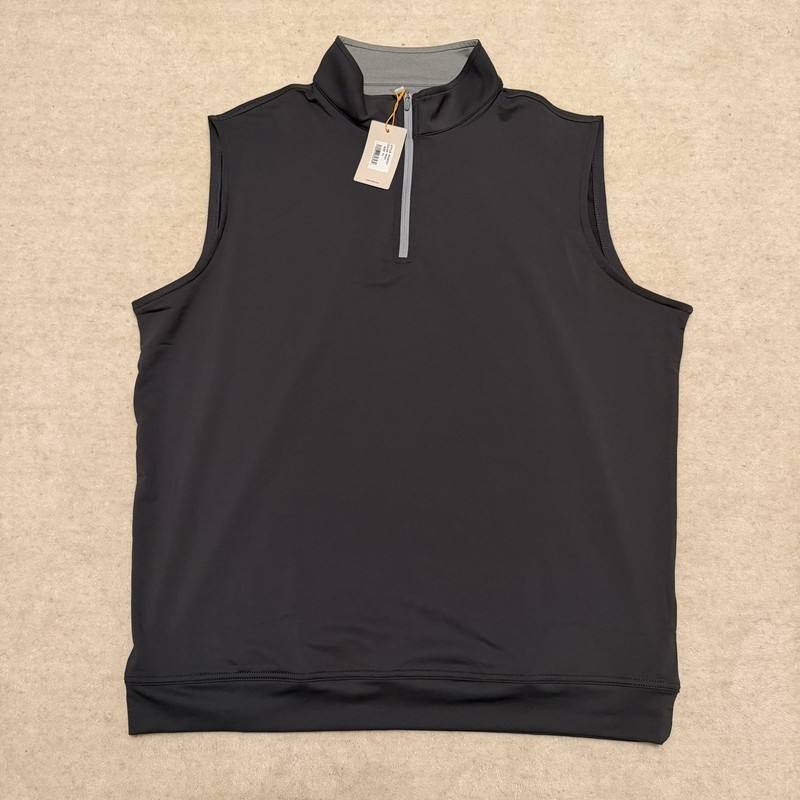 Peter Millar Crown Sport Galway Quarter Zip Vest Mens XL Iron/Gray NWT Golf