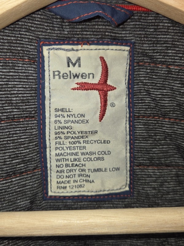 Relwen Mens Windzip Jacket Quilted Full Zip/Button Orange Size Medium gallery