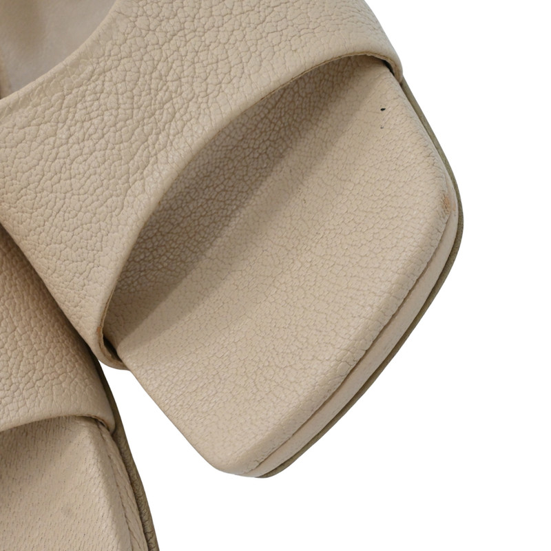 BY FAR | Nude Mora Leather Heel Mules Size 39 gallery