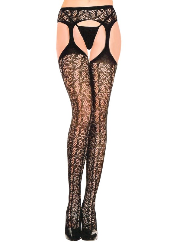 Womens Garter Belt Stockings Sheer Fishnet Lace Thigh High Pantyhose Stocking
