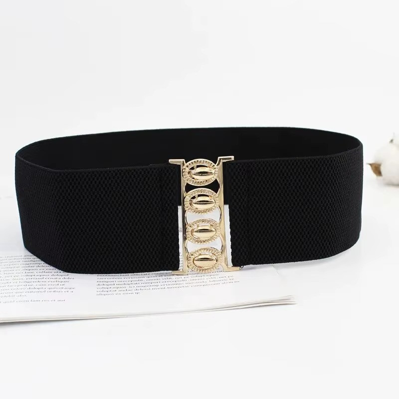 Womens Fashion Elastic Cinch Belt 3" Wide Stretch Waist Band Clasp Buckle gallery