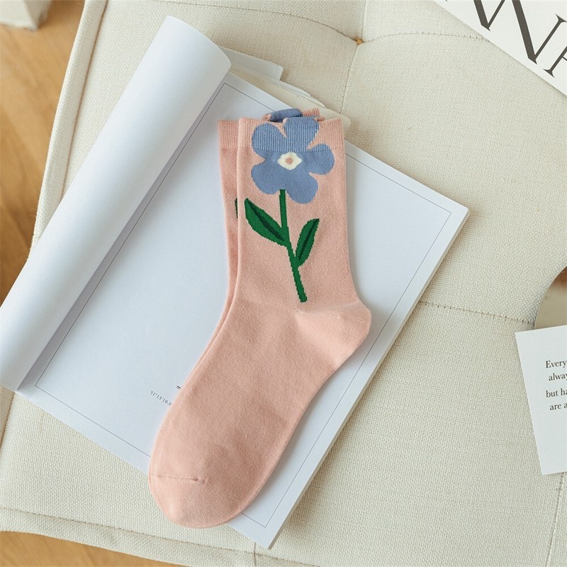 Cartoon Flower Pattern High Quality Cotton Crew Socks UK Seller Christmas Gift gallery